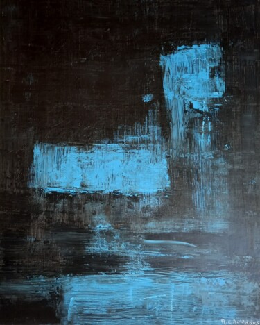 Painting titled "Reflet bleu" by André Caparros, Original Artwork, Acrylic