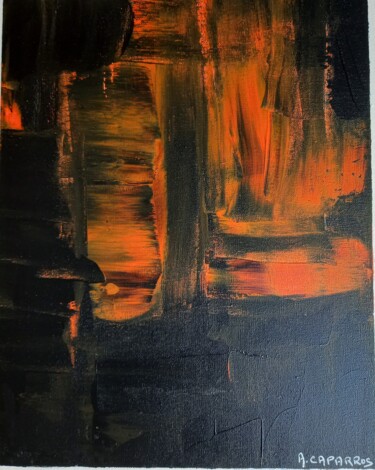 Painting titled "Reflet orange" by André Caparros, Original Artwork, Acrylic