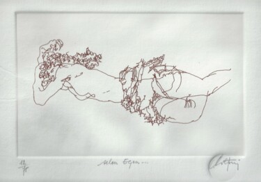 「Selon Egon...」というタイトルの製版 André Colpinによって, オリジナルのアートワーク, 彫刻