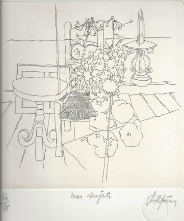 Gravures & estampes intitulée "Mes sujets" par André Colpin, Œuvre d'art originale, Eau-forte