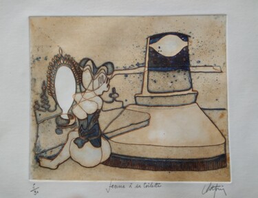 Impressões e gravuras intitulada "Femme à sa toilette" por André Colpin, Obras de arte originais, Água forte