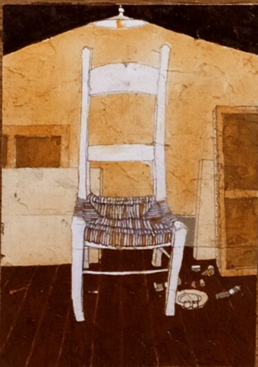 Malerei mit dem Titel "Atelier le soir" von André Colpin, Original-Kunstwerk, Öl