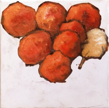Pintura intitulada "Pommes" por André Colpin, Obras de arte originais, Óleo Montado em Painel de madeira