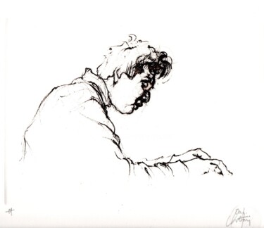 Gravures & estampes intitulée "Pianiste (noir chau…" par André Colpin, Œuvre d'art originale, Eau-forte