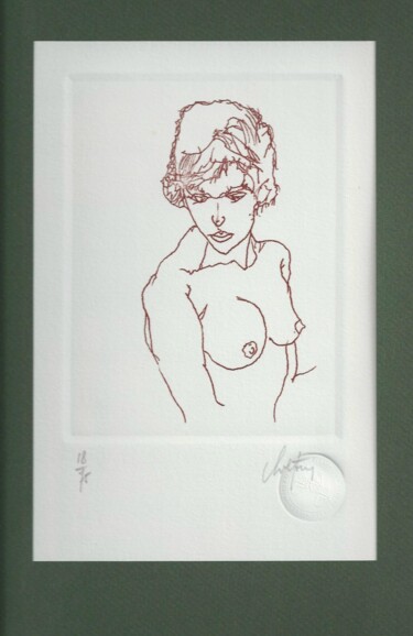 Gravures & estampes intitulée "Buste" par André Colpin, Œuvre d'art originale, Eau-forte