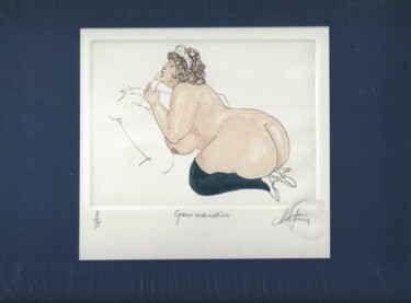 Prenten & gravures getiteld "Gourmandise" door André Colpin, Origineel Kunstwerk, Ets