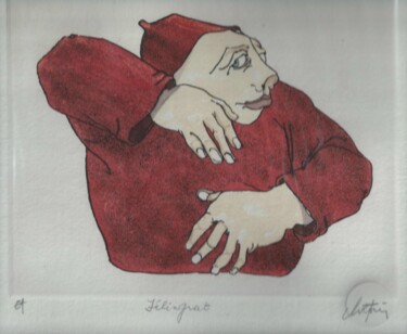 Gravures & estampes intitulée "Félingrat" par André Colpin, Œuvre d'art originale, Eau-forte