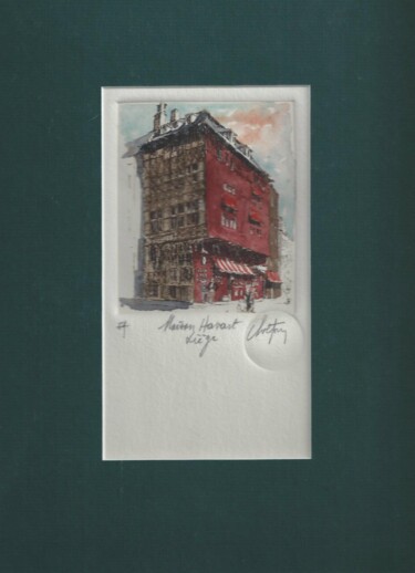 Druckgrafik mit dem Titel "Liège - Maison Hava…" von André Colpin, Original-Kunstwerk, Radierung