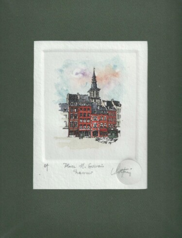Printmaking titled "Namur - Place St Se…" by André Colpin, Original Artwork, Etching