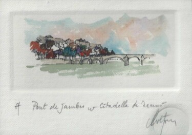 Printmaking titled "Namur - Pont de Jam…" by André Colpin, Original Artwork, Etching