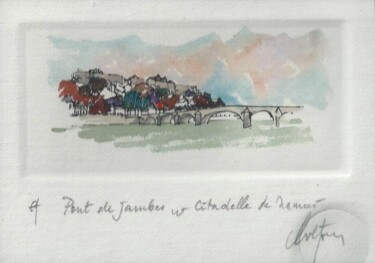 Druckgrafik mit dem Titel "Namur - Pont de Jam…" von André Colpin, Original-Kunstwerk, Radierung