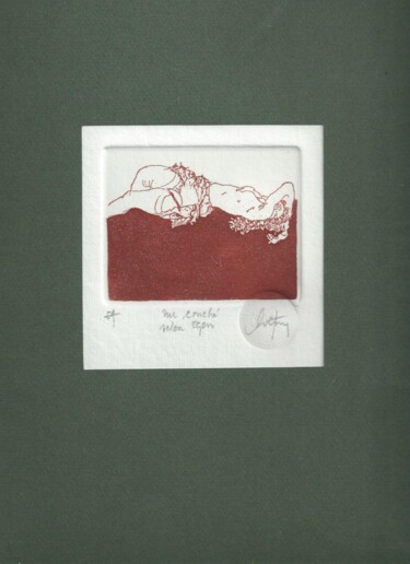 「Nu couché selon Egon」というタイトルの製版 André Colpinによって, オリジナルのアートワーク, エッチング