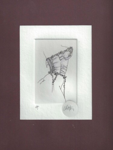 Gravures & estampes intitulée "La guêpière aquarel…" par André Colpin, Œuvre d'art originale, Eau-forte