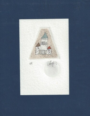 Gravures & estampes intitulée "Maisons" par André Colpin, Œuvre d'art originale, Eau-forte