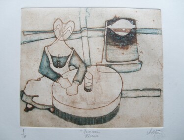 Printmaking titled ""Femmes" Rêveuse" by André Colpin, Original Artwork, Etching