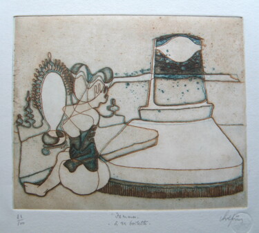 Printmaking titled ""Femmes"  - à sa to…" by André Colpin, Original Artwork, Etching