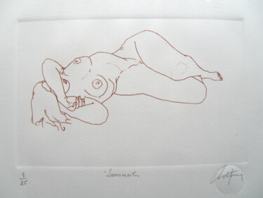 Printmaking titled "Sommeil" by André Colpin, Original Artwork, Etching