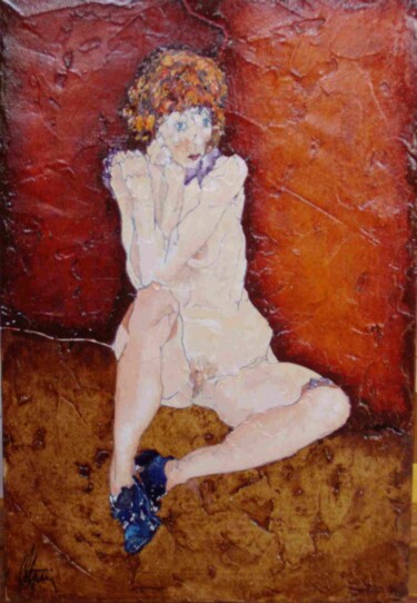 Painting titled "Wally (d'après Schi…" by André Colpin, Original Artwork, Oil
