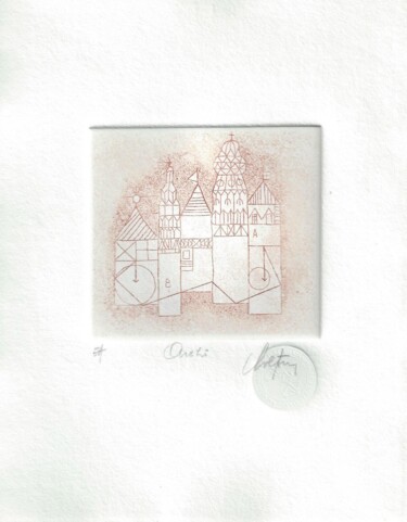 Gravures & estampes intitulée "Archi" par André Colpin, Œuvre d'art originale, Eau-forte