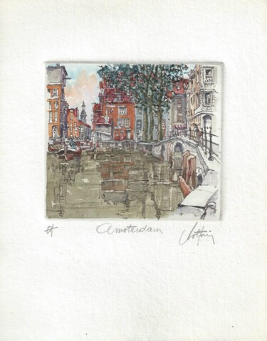 Gravures & estampes intitulée "Amsterdam" par André Colpin, Œuvre d'art originale, Eau-forte