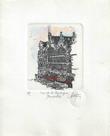 Printmaking titled "Bruxelles - rue de…" by André Colpin, Original Artwork, Etching