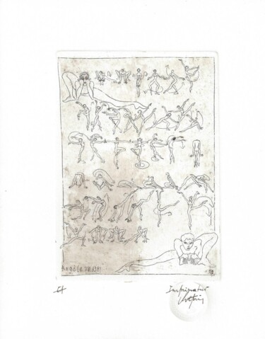 Gravures & estampes intitulée "Chorégraphie Angéla…" par André Colpin, Œuvre d'art originale, Eau-forte