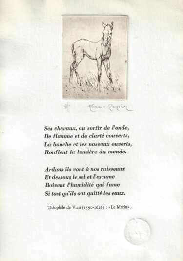 Gravures & estampes intitulée ""Poulain" de Marc-R…" par André Colpin, Œuvre d'art originale, Eau-forte