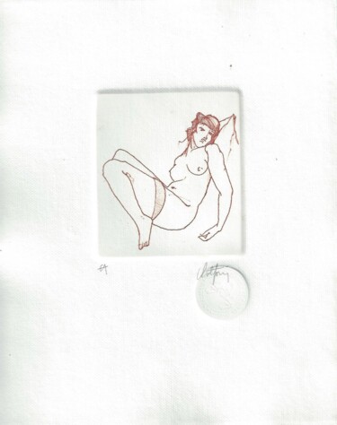 Gravures & estampes intitulée "Nu" par André Colpin, Œuvre d'art originale, Eau-forte