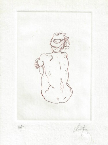 Gravures & estampes intitulée "Nu assis" par André Colpin, Œuvre d'art originale, Eau-forte
