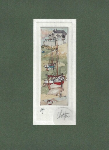 Gravures & estampes intitulée "Pêche - Maison" par André Colpin, Œuvre d'art originale, Eau-forte