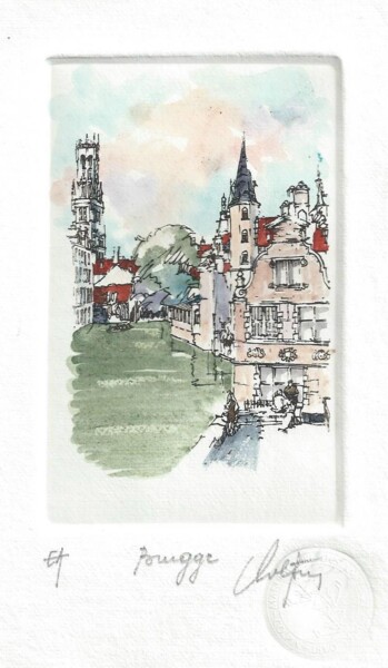 Printmaking titled "Brugge" by André Colpin, Original Artwork, Etching