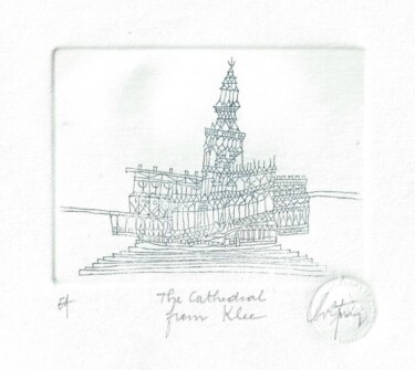 Druckgrafik mit dem Titel "The Cathedral from…" von André Colpin, Original-Kunstwerk, Radierung