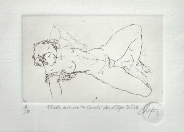 Prenten & gravures getiteld "Etude sur un nu cou…" door André Colpin, Origineel Kunstwerk, Ets