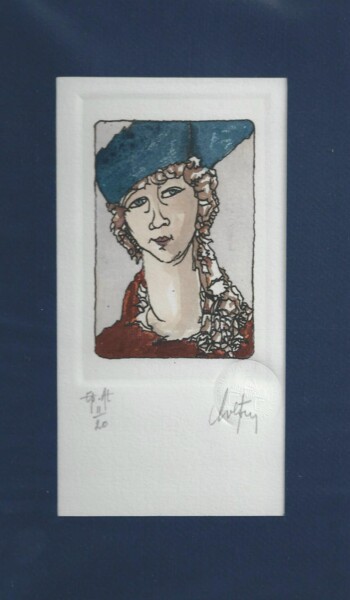 Gravures & estampes intitulée "Modi - le chapeau b…" par André Colpin, Œuvre d'art originale, Eau-forte