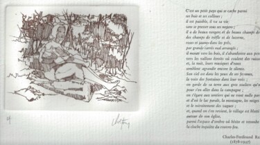 Gravures & estampes intitulée "Cathy... accompagné…" par André Colpin, Œuvre d'art originale, Eau-forte
