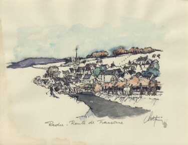 Drawing titled "Redu - Route de Tra…" by André Colpin, Original Artwork, Ink