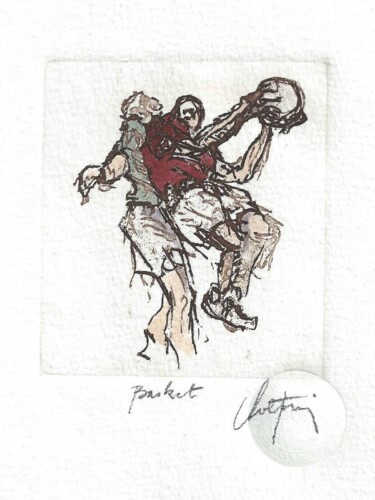 「Basket」というタイトルの製版 André Colpinによって, オリジナルのアートワーク, エッチング