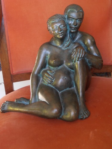 Escultura titulada "nu couple enceint" por André Désilles, Obra de arte original, Bronce