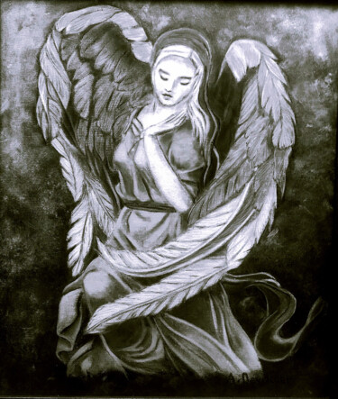 Schilderij getiteld "Angel" door Andre Devolder, Origineel Kunstwerk, Inkt