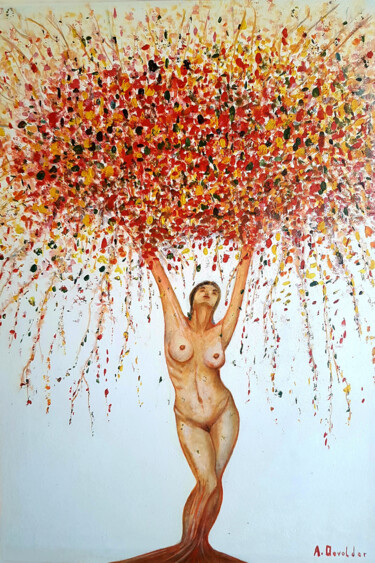 Картина под названием "Tree of life" - Andre Devolder, Подлинное произведение искусства, Масло