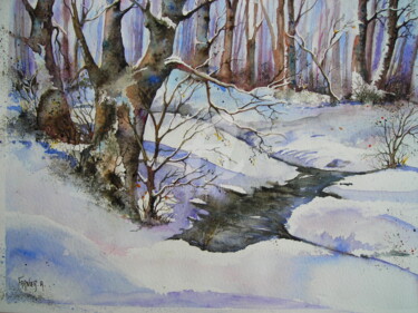 Peinture intitulée "derniere-neige-avan…" par André Farnier, Œuvre d'art originale
