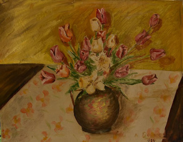 Painting titled "les-tulipes.jpg" by André Goinaud, Original Artwork, Oil