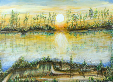 Peinture intitulée "Lac de Passeligne" par André Goinaud, Œuvre d'art originale, Huile