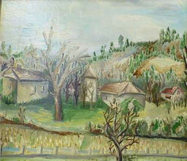 Painting titled "Paysage "Artiguelou…" by André Goinaud, Original Artwork, Oil