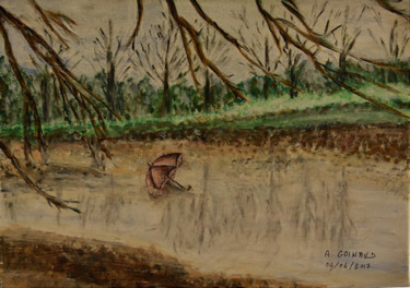 Schilderij getiteld "un para-pluie dans…" door André Goinaud, Origineel Kunstwerk, Olie