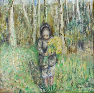 Painting titled "les-jonquilles-toil…" by André Goinaud, Original Artwork, Oil