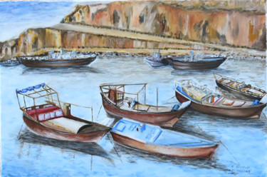 Pintura titulada "Port de pêche Portu…" por André Goinaud, Obra de arte original, Oleo