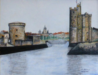 Schilderij getiteld "LA ROCHELLE" door André Goinaud, Origineel Kunstwerk, Olie