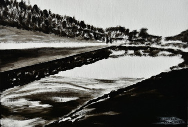 Картина под названием "lac de Talive 47510…" - André Goinaud, Подлинное произведение искусства, Масло Установлен на Деревянн…