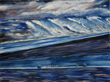 Malerei mit dem Titel "Dune du Pilat sur m…" von André Goinaud, Original-Kunstwerk, Öl Auf Keilrahmen aus Holz montiert